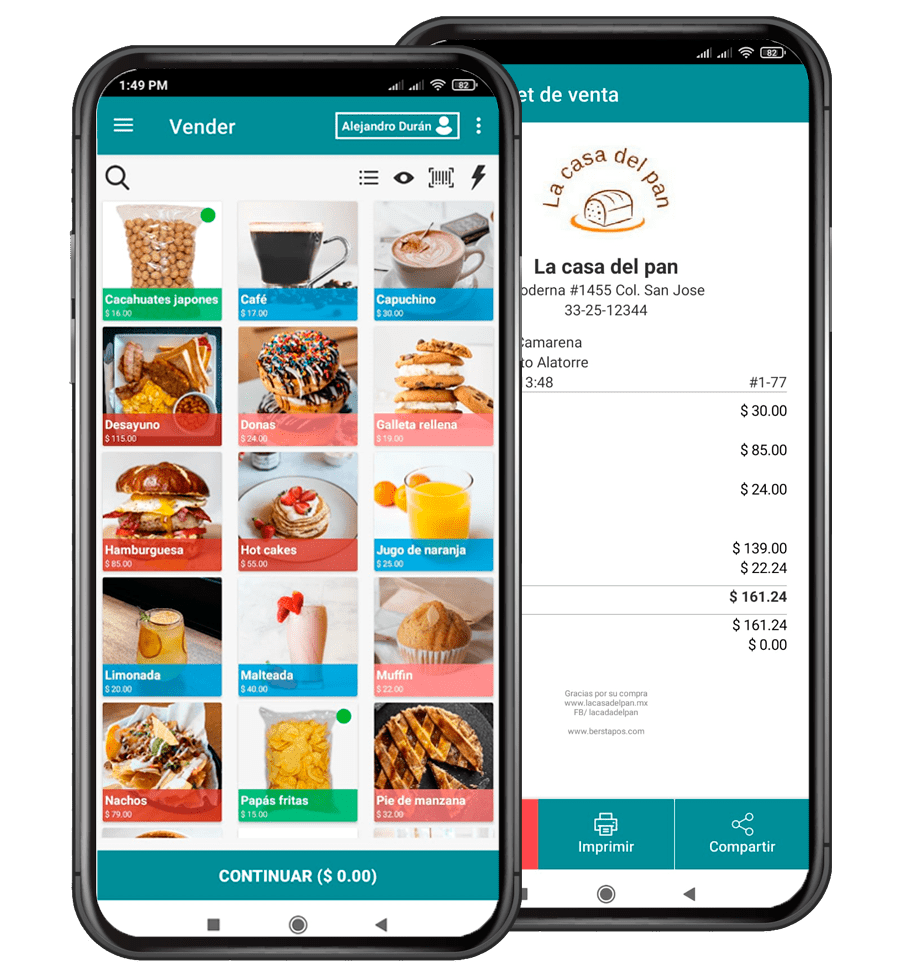 Bersta POS abierto en un celular mostrando la pantalla de cobro